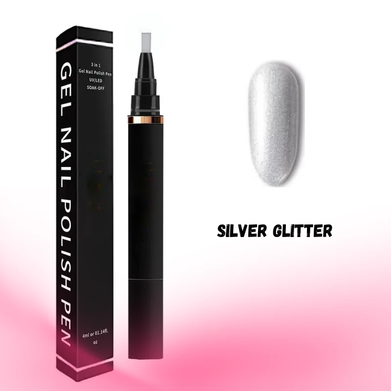 Gel Nail Polish Pen – Silver Glitter – 087