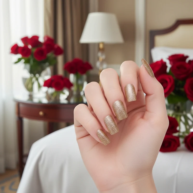 Gold Glitter-Gel Nail Stickers — No UV Lamp Needed - Image 4